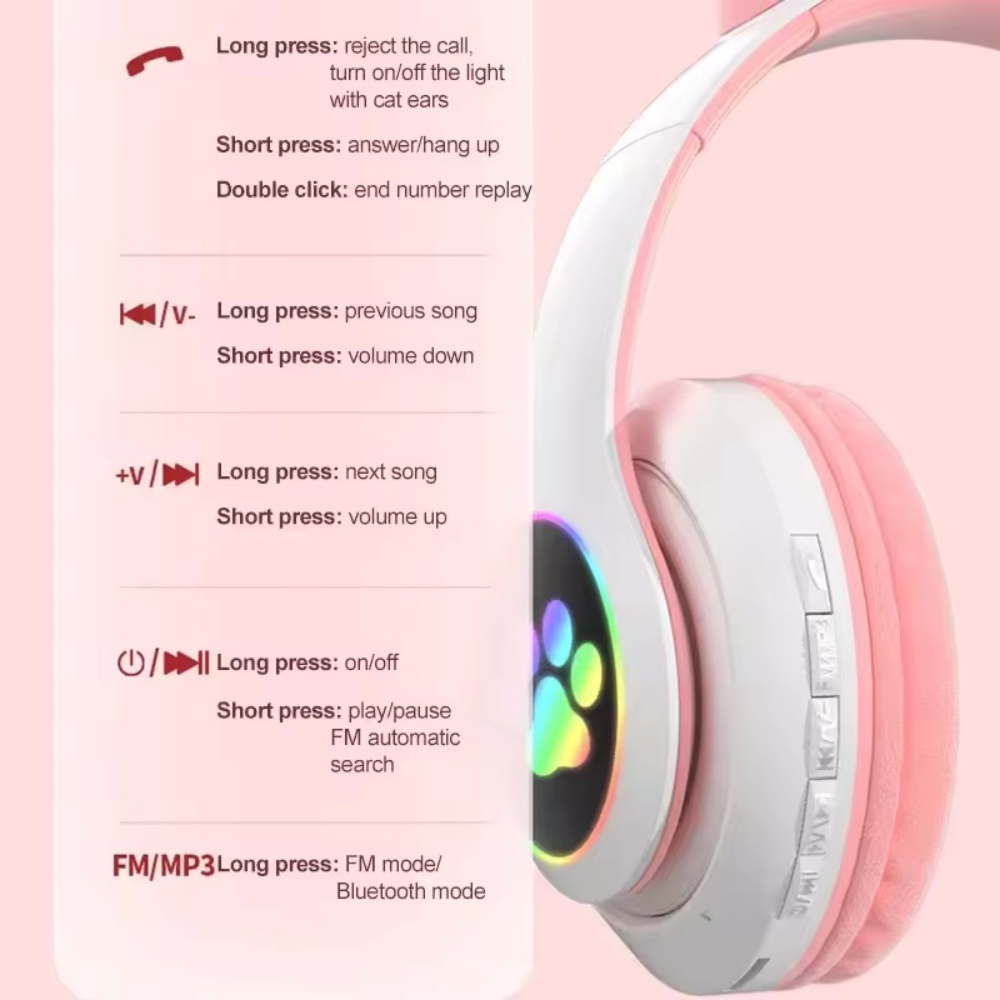 Cute Cat Ear Wireless Headset  - огляд і ціна Cat Ear Bluetooth Headset Led